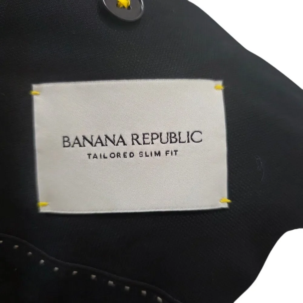 Banana Republic Reda Flexo Wool Blazer Jacket Men 50 Regular Tailored Slim Black